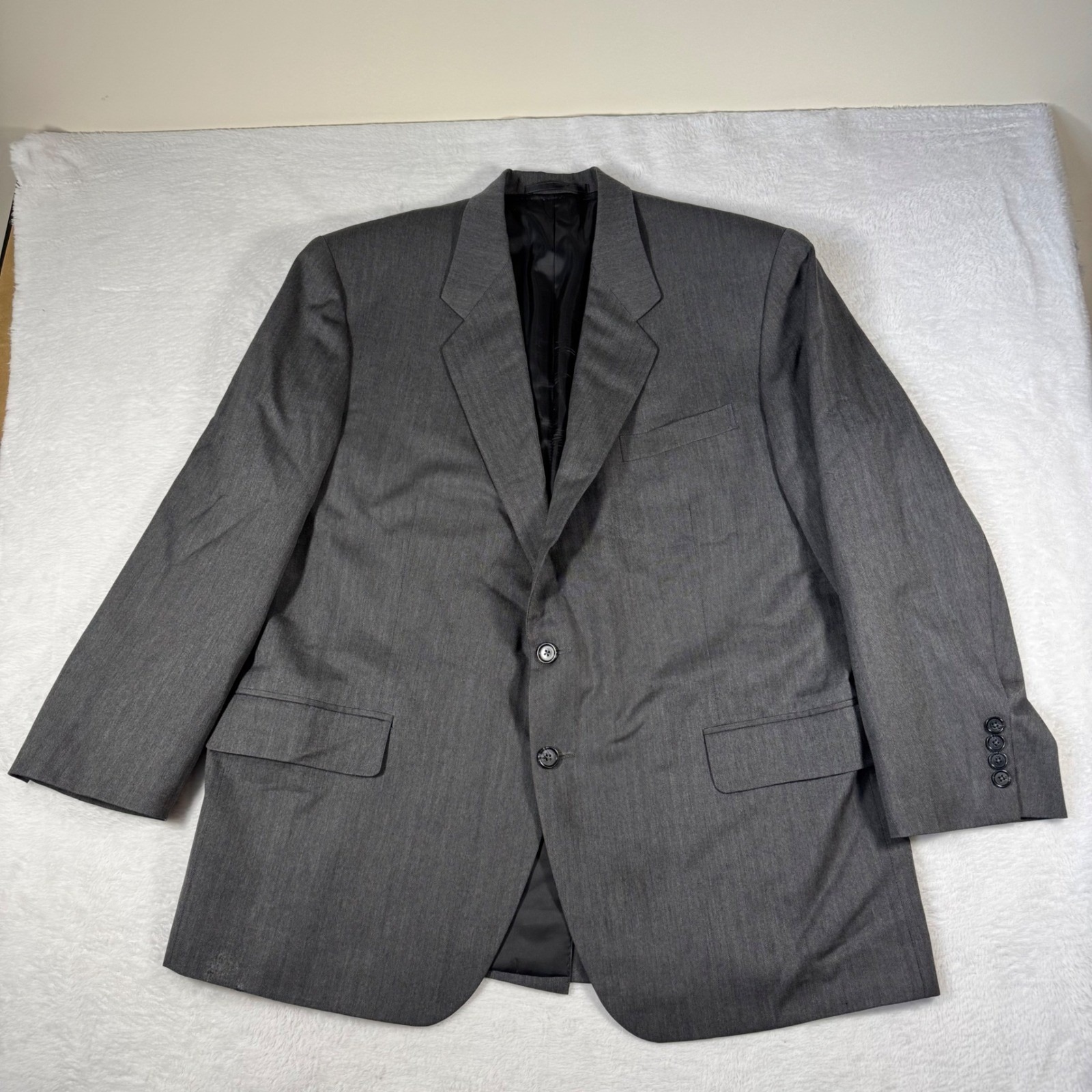 Duru's Custom Grey Herringbone Wool Blazer Men 1993 Vintage Sport Coat 2 Button